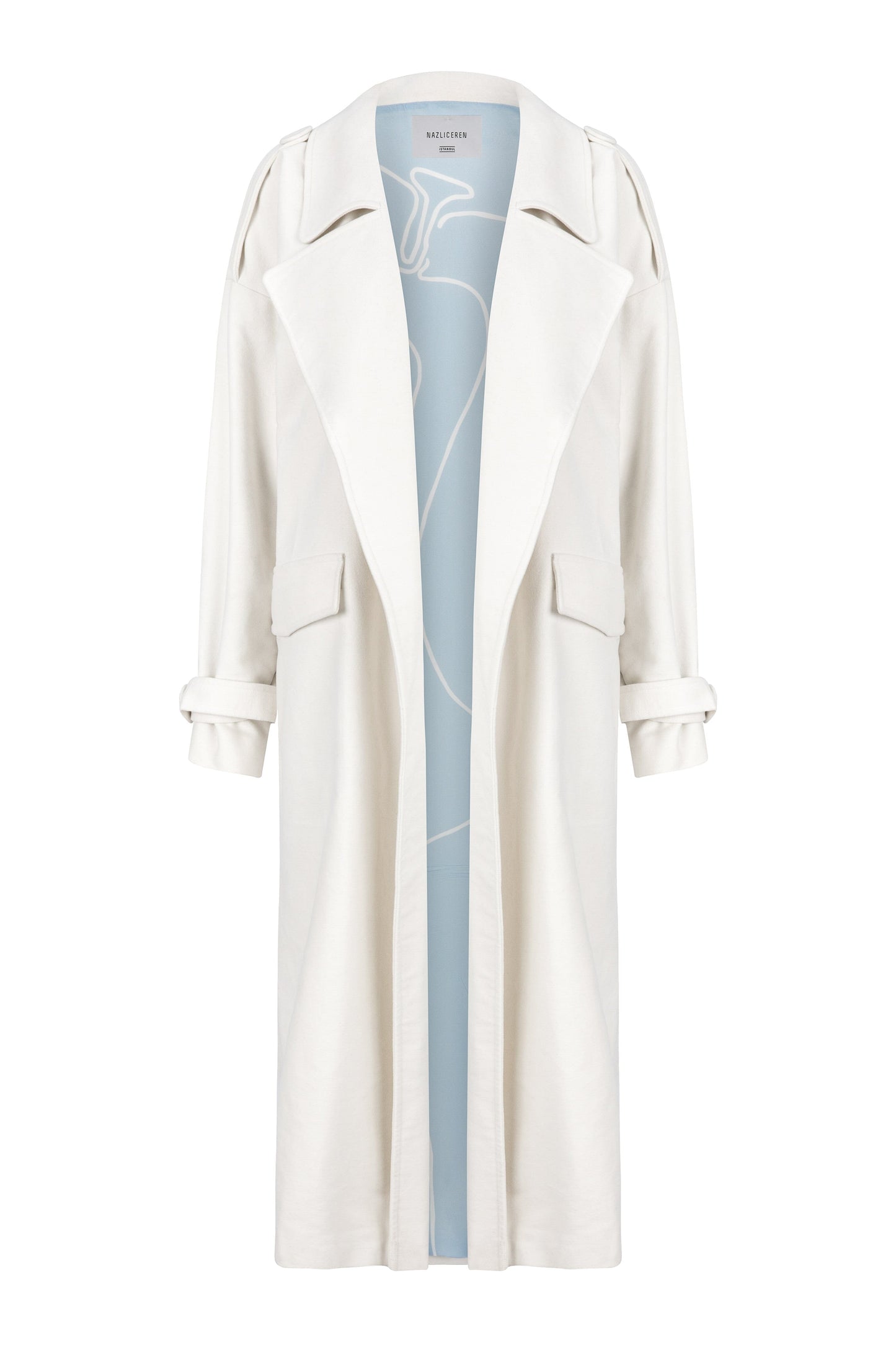 Laura Oversized Coat in White Nazli Ceren 