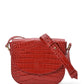 Leandra Red Coconut Embossed Leather Flap Crossbody Bag Handbags Leandra 