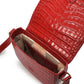 Leandra Red Coconut Embossed Leather Flap Crossbody Bag Handbags Leandra 