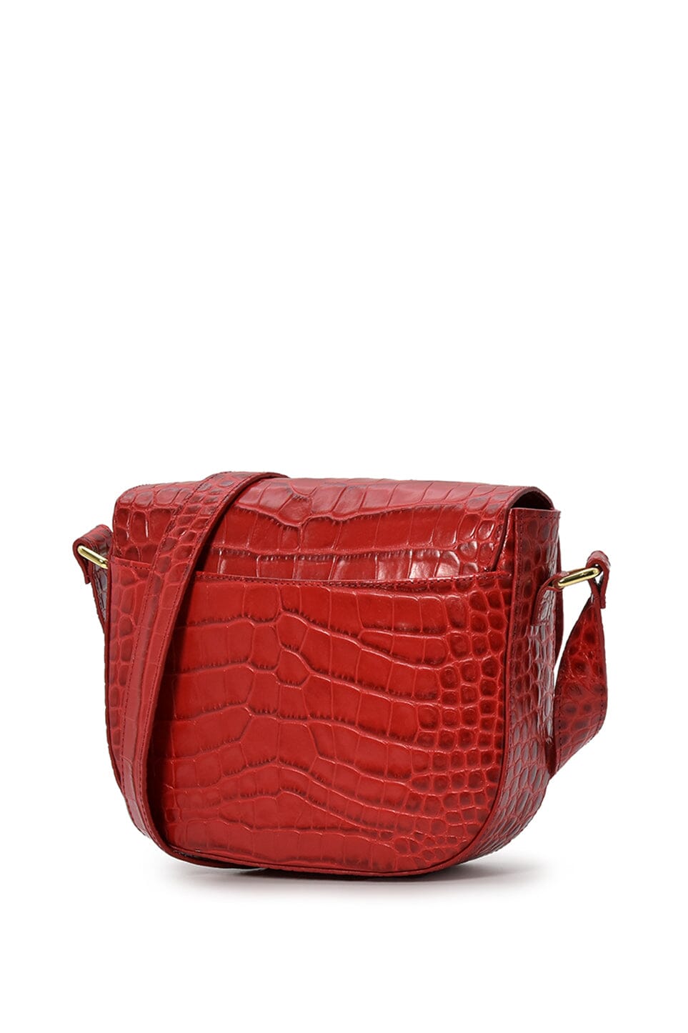 Leandra Red Coconut Embossed Leather Flap Crossbody Bag Handbags Leandra 