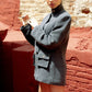 Light Weight Cotton Knit Oversized Blazer Dark Grey Blazer Women Relax Baby Be Cool 