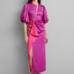 Junon Satin Dress in Fuchsia