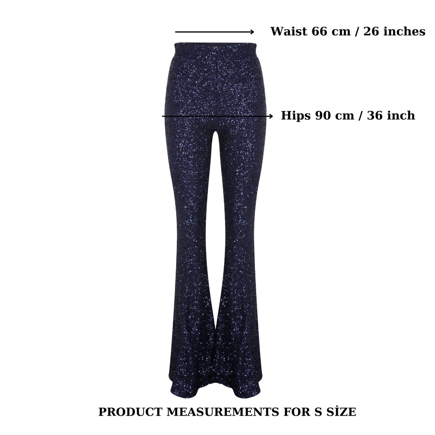 Maisy Sequin Flared Trousers in Midnight Blue Pants Nazli Ceren 