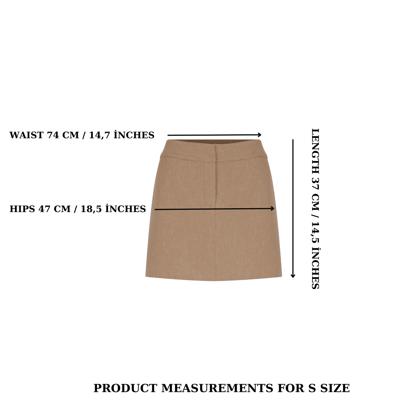 Marde A-Line Mini Skirt in Almond Buff Skirts Nazli Ceren 