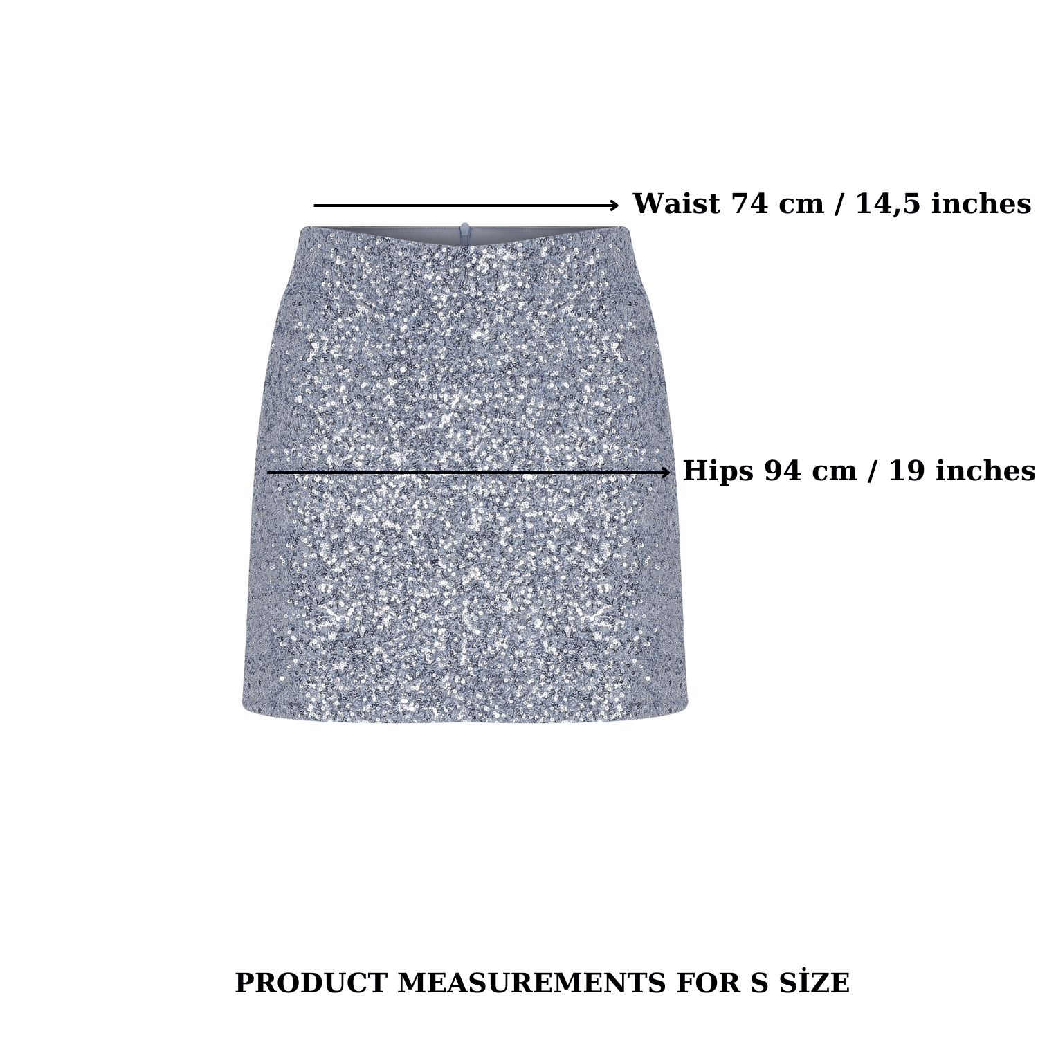 Marde A-Line Sequin Mini Skirt in Powder Blue Skirts Nazli Ceren 