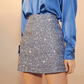 Marde A-Line Sequin Mini Skirt in Powder Blue Skirts Nazli Ceren 