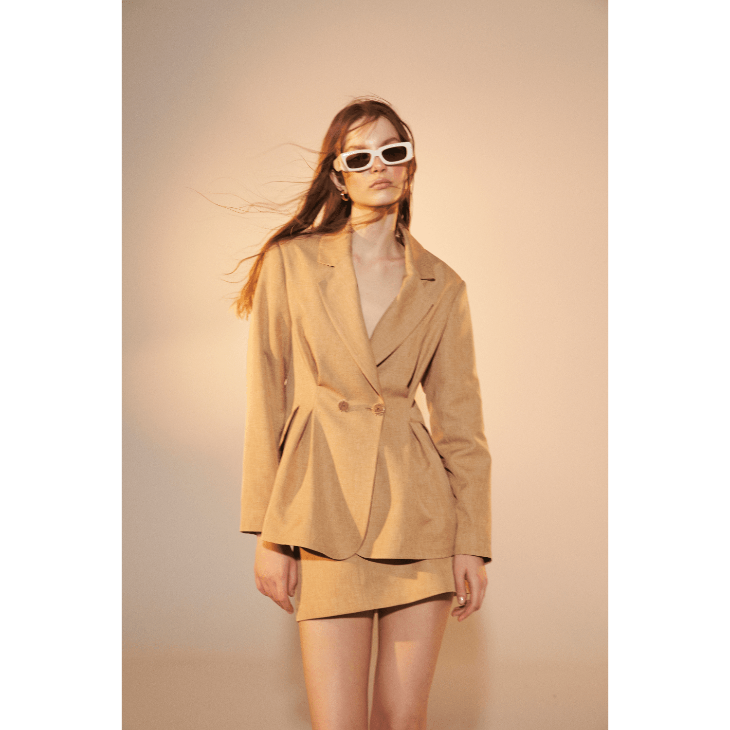 Marde Tailored Jacket in Almond Buff Coats & Jackets Nazli Ceren 