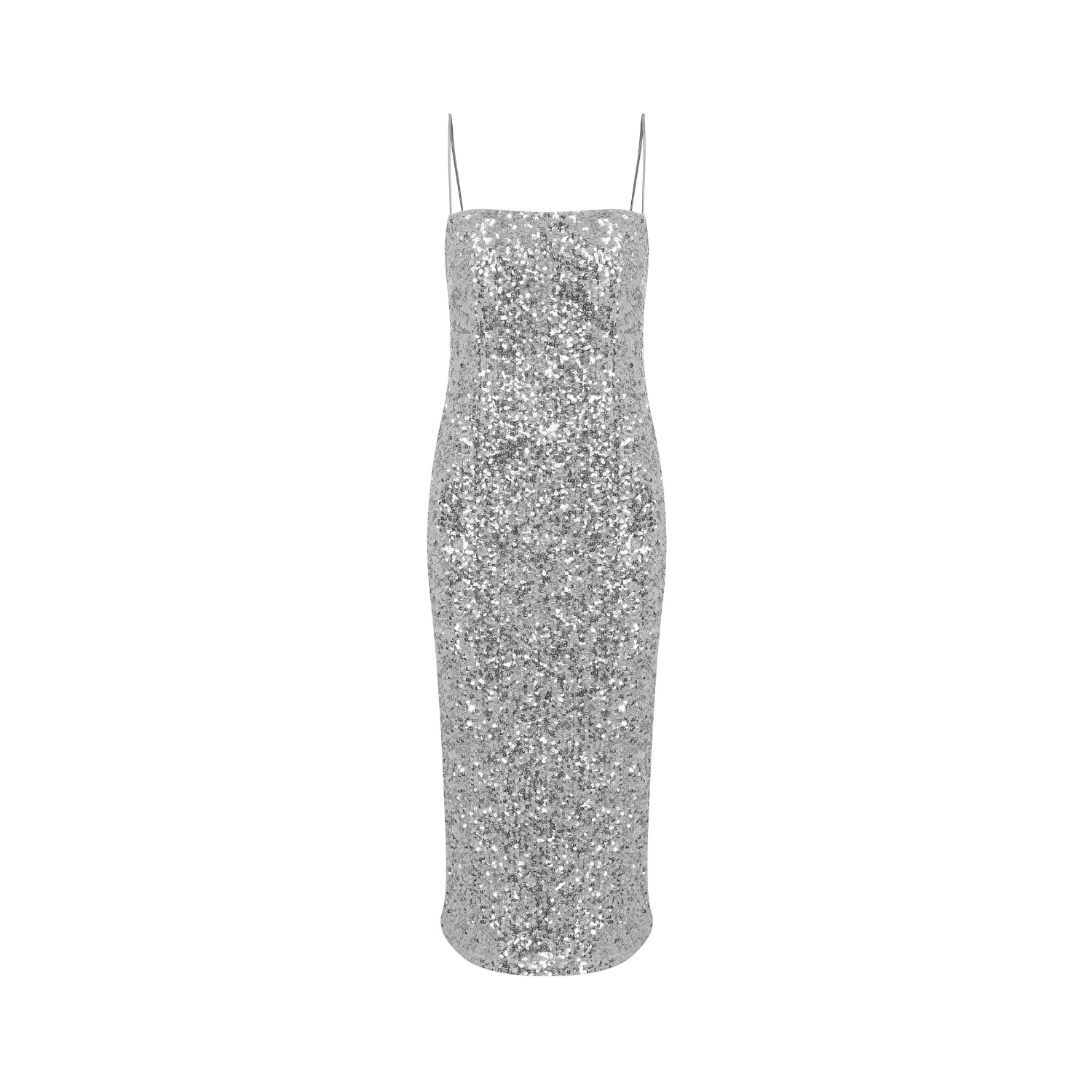 Miles Sequin Midi Dress in Silver Burch Dresses Nazli Ceren 