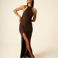 Olivia Halter Dress in Chocolate (Limited Edition) Maxi Dress 710 Studio 