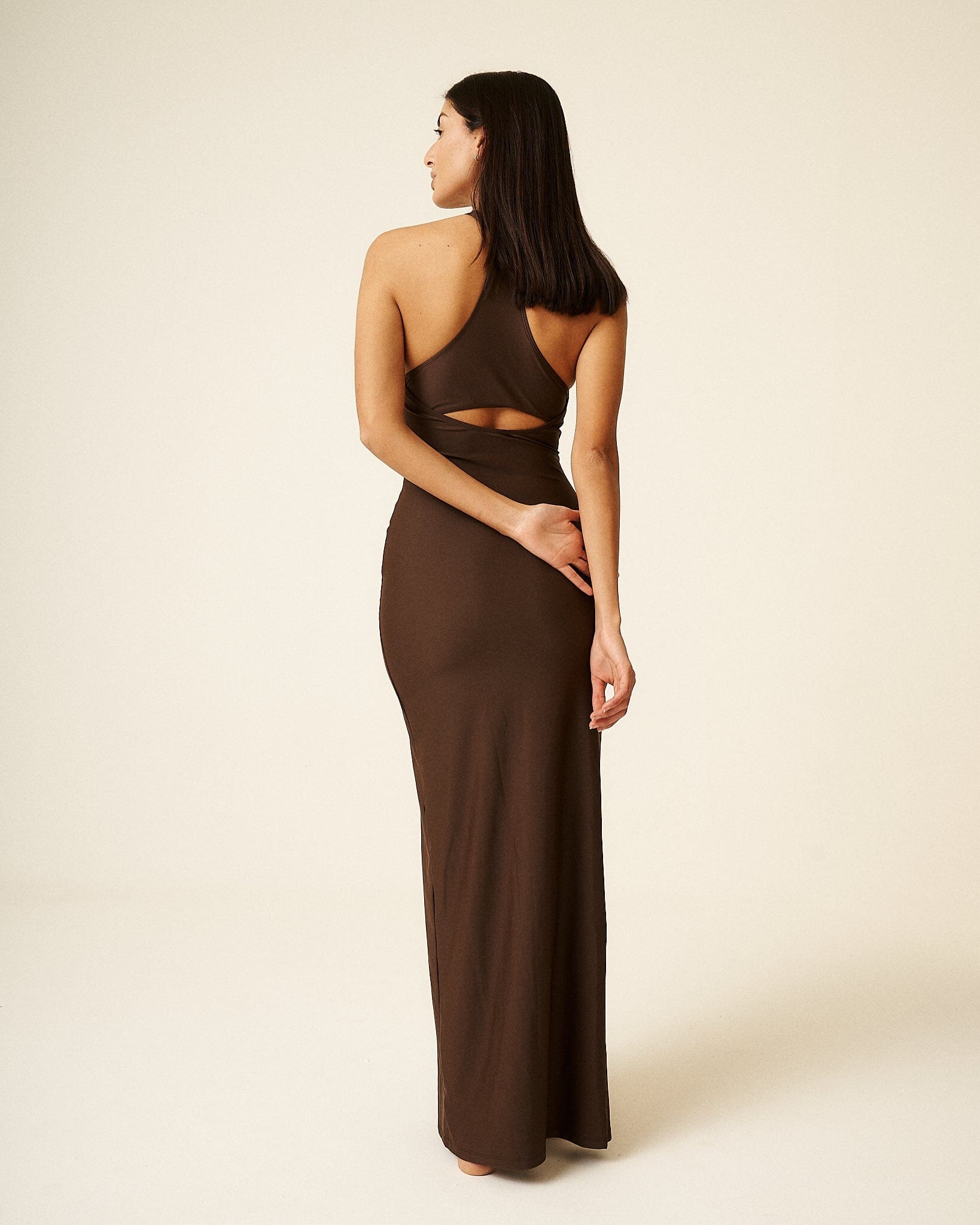 Olivia Halter Dress in Chocolate (Limited Edition) Maxi Dress 710 Studio 