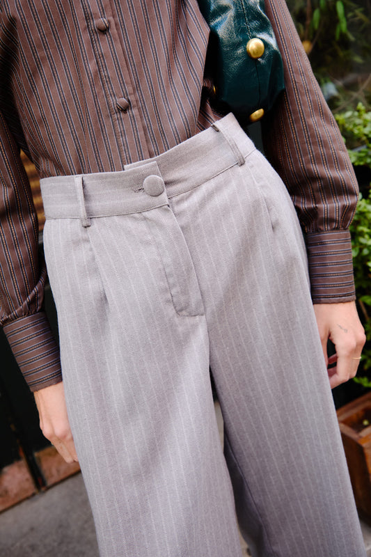 Gray Diplomatic Stripe Pants