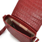 Soft red coconut engraved leather flap shoulder bag Bolsos Leandra 