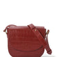 Soft red coconut engraved leather flap shoulder bag Bolsos Leandra 