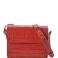 Square shoulder bag with printed red leather flap Crossbody Bags Leandra 