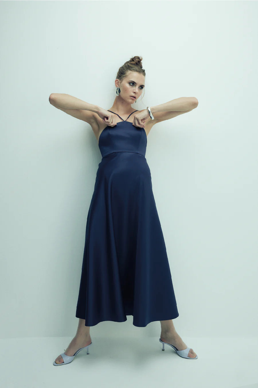 Riley Midi Dress in Midnight Blue