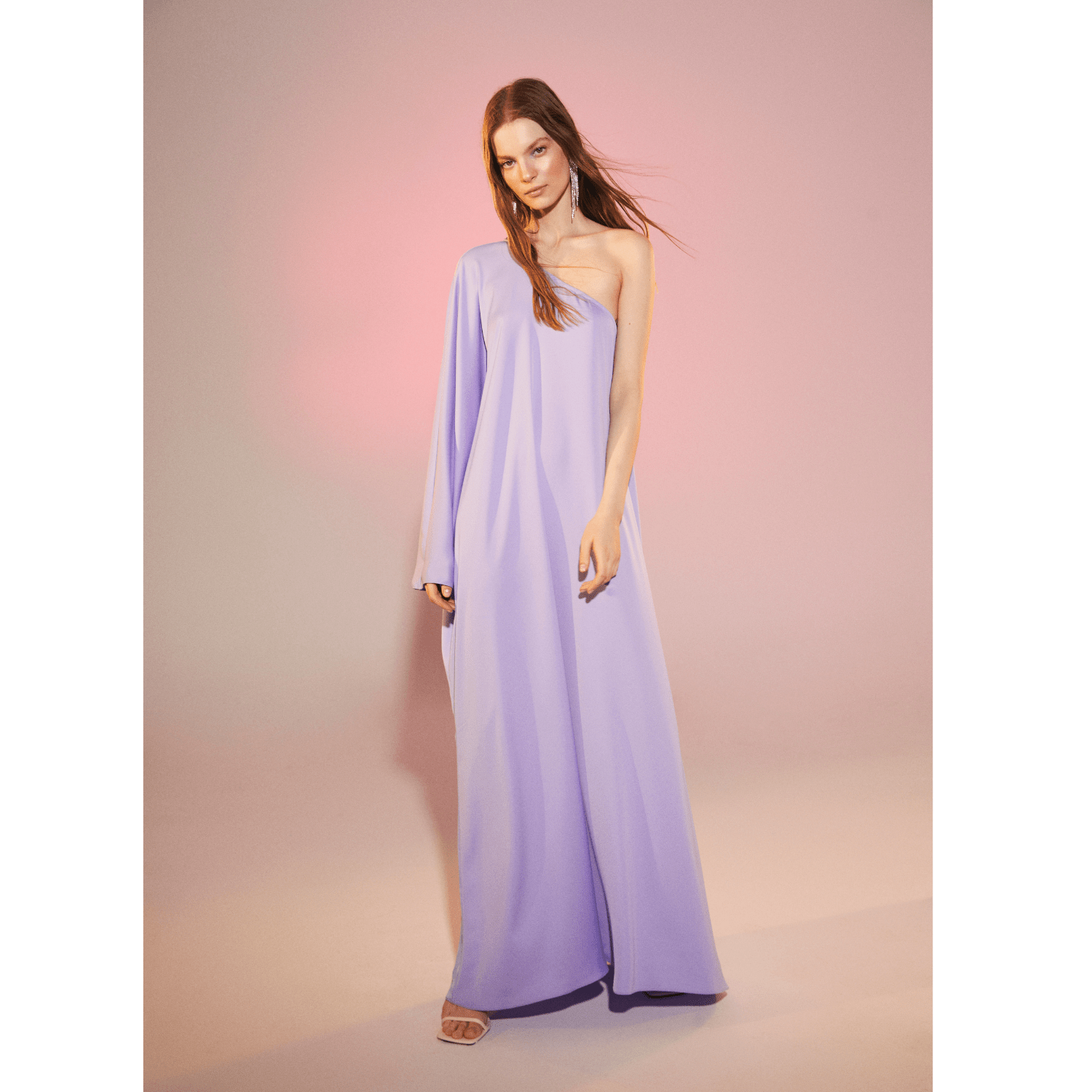 Venus One-Shoulder Maxi Dress in Lavender Dresses Nazli Ceren 