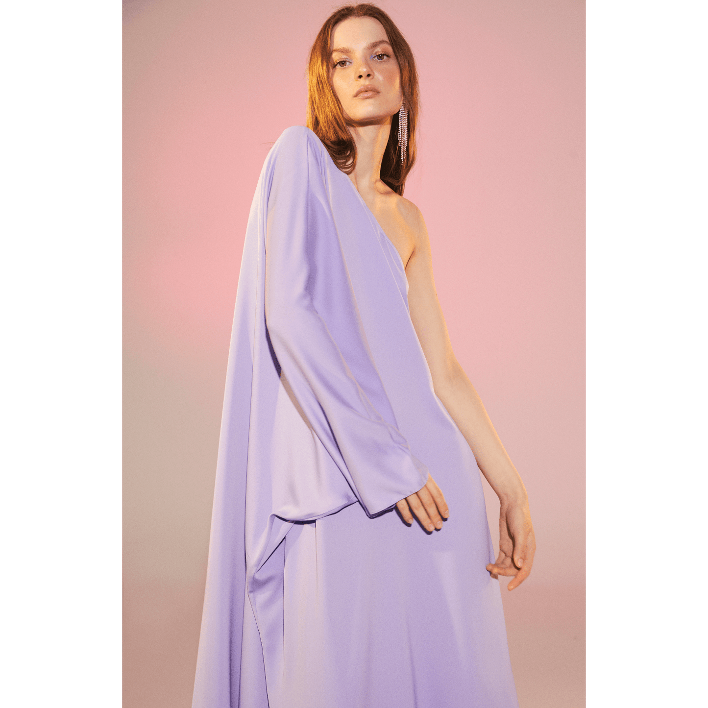 Venus One-Shoulder Maxi Dress in Lavender Dresses Nazli Ceren 