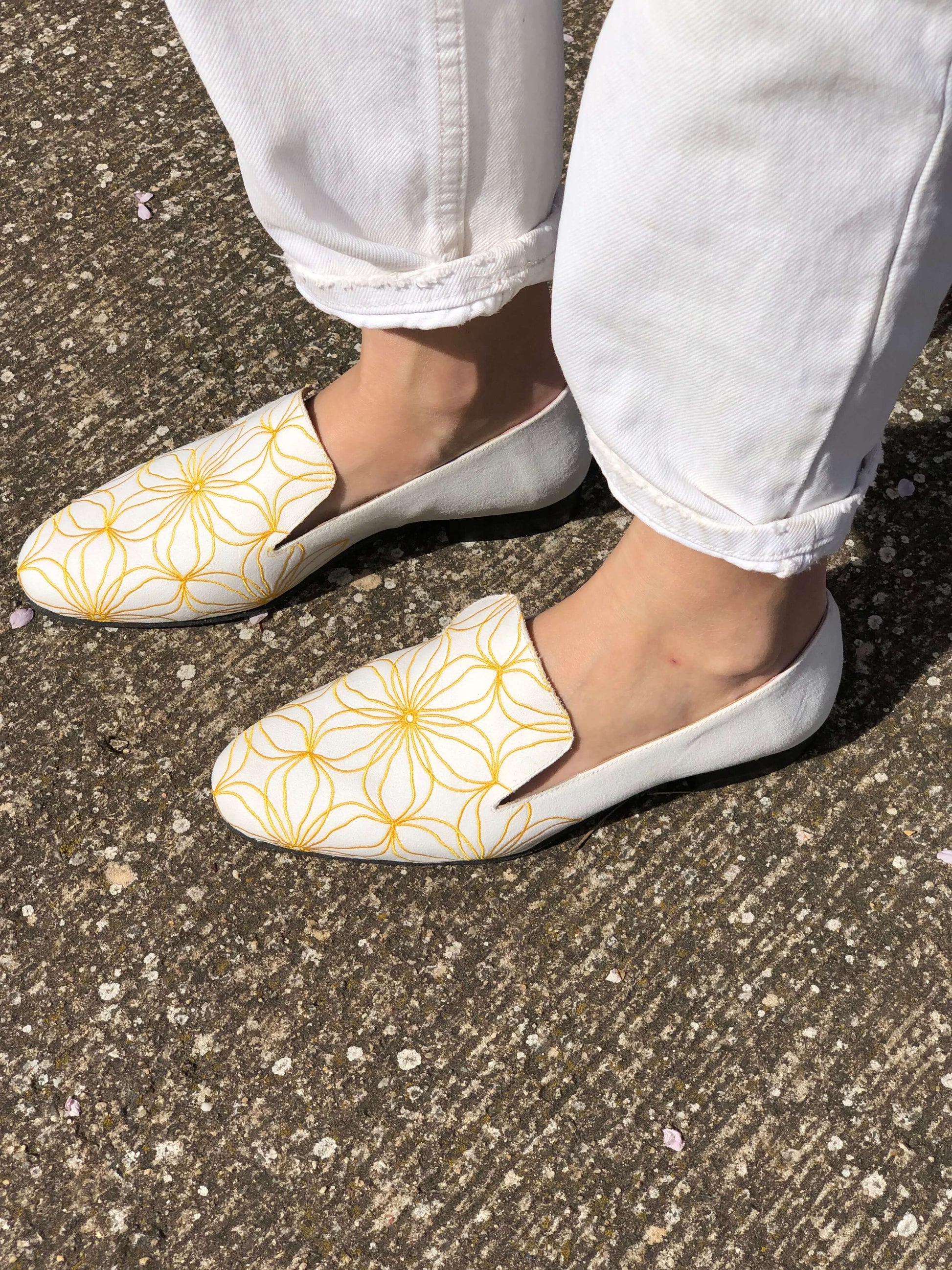 Yellow flowers Loafers Loafers Momoc Shoes 