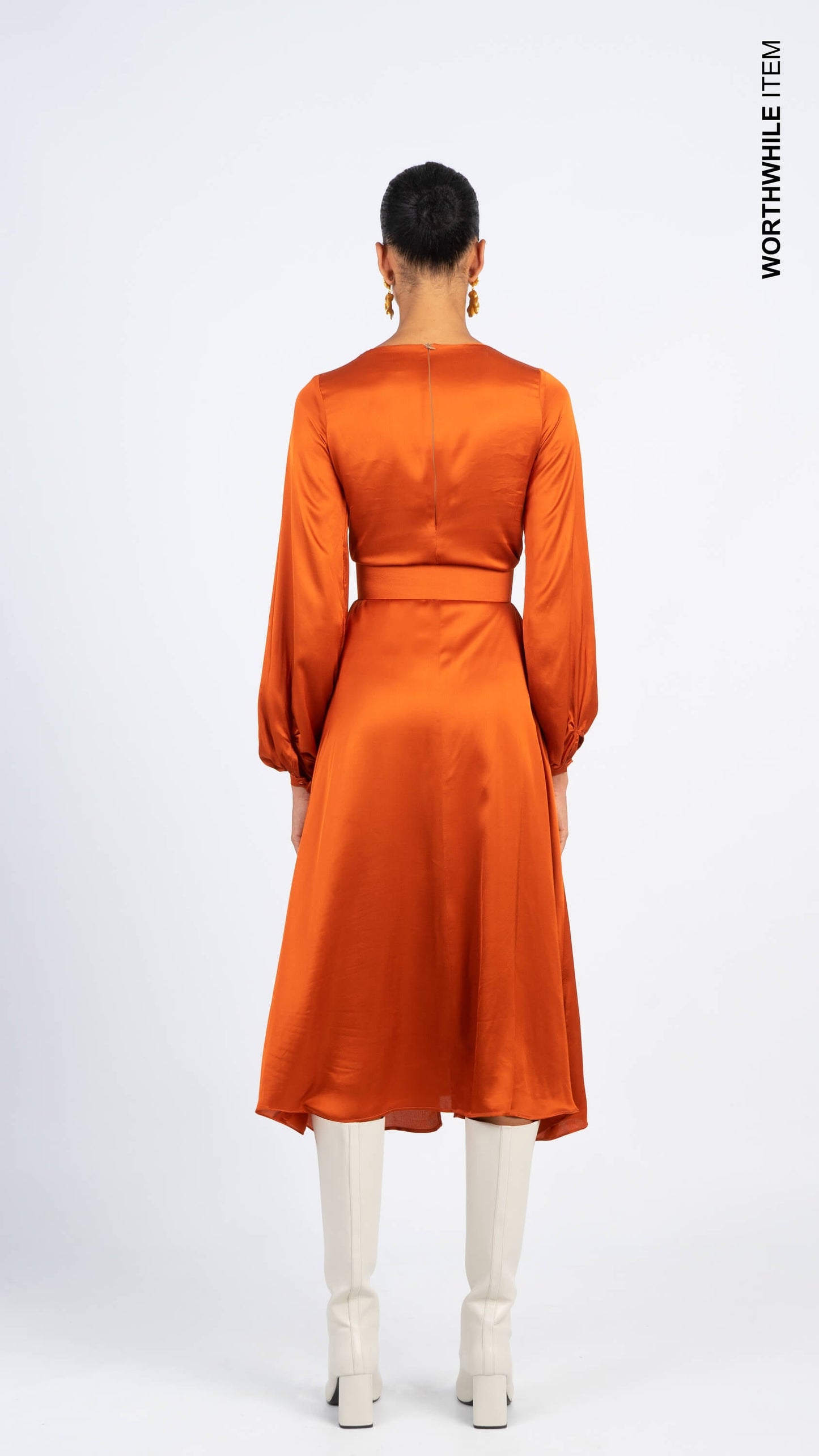 Orange satin dress