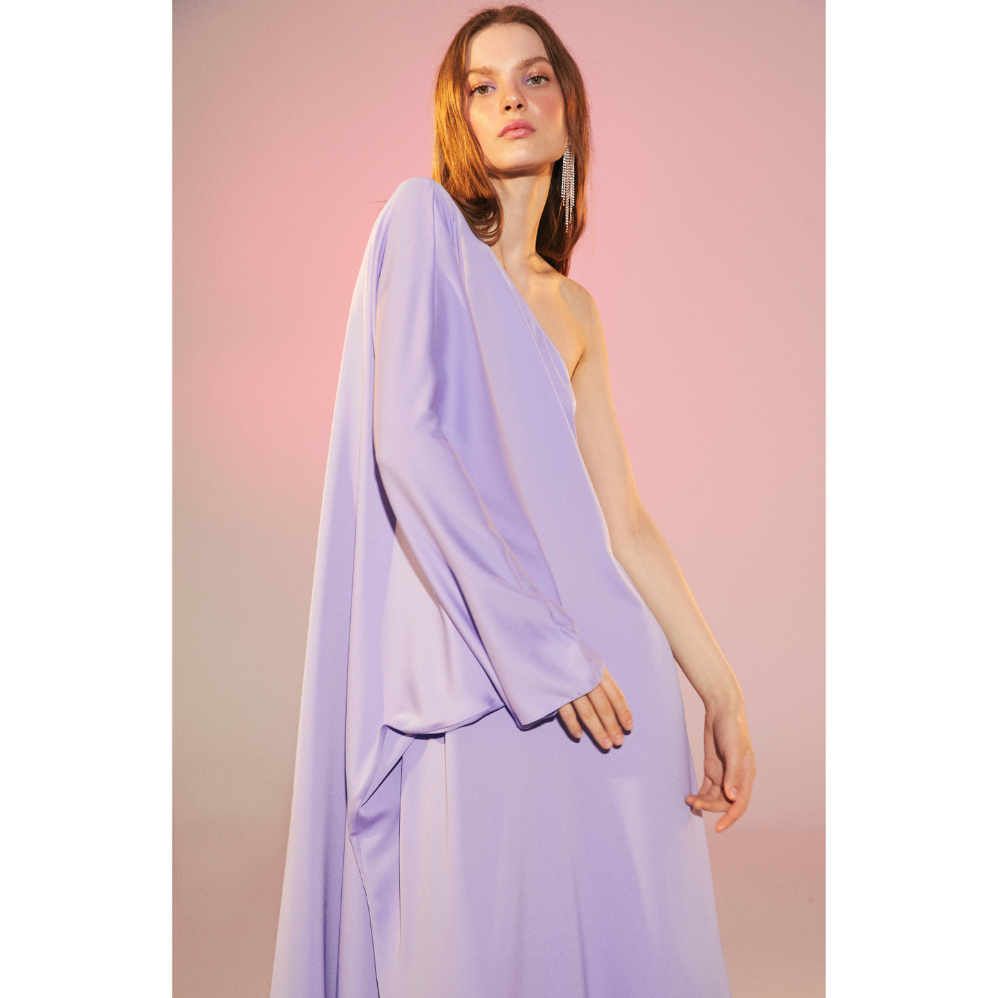 Venus One-Shoulder Maxi Dress in Lavender