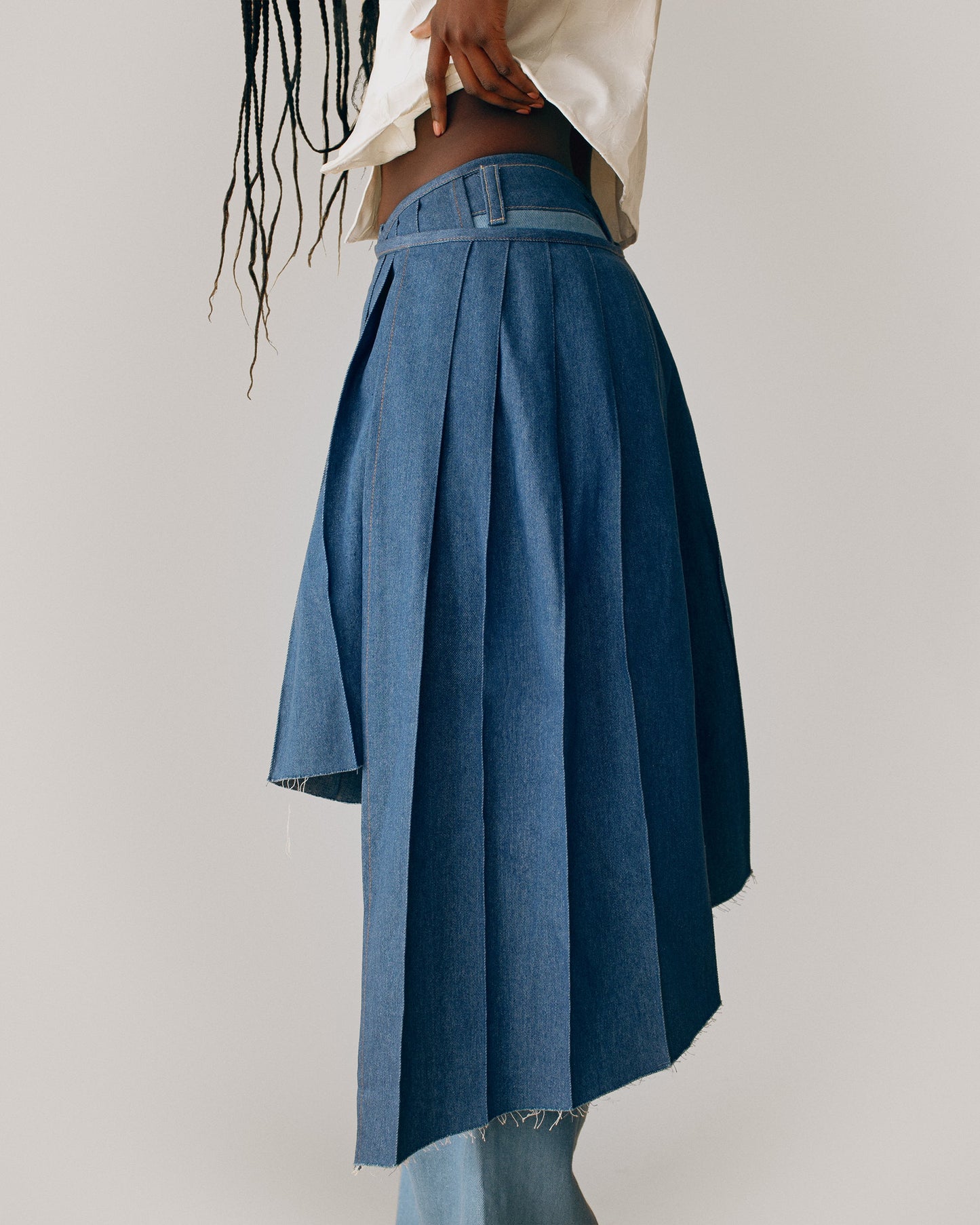 Denim Pleated Skirt