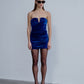 Luce Velvet Mini Dress in Bleu