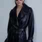 Cecile Vegan Leather Trenchcoat in Noire