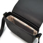 Black leather flap shoulder bag
