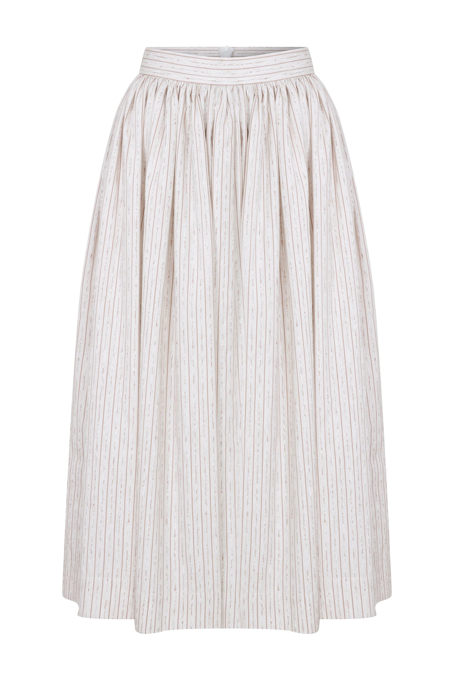 Lou Lou Striped Linen Midi Skirt in Walnut