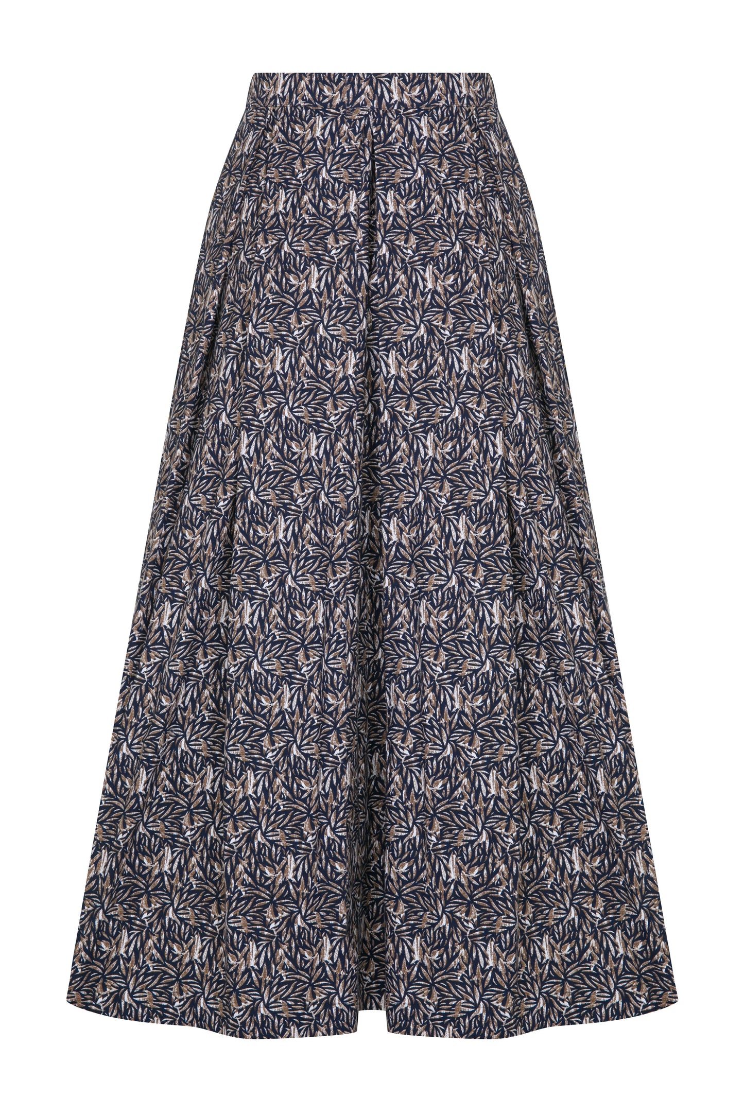 June Printed Cotton Midi Skirt in Brown