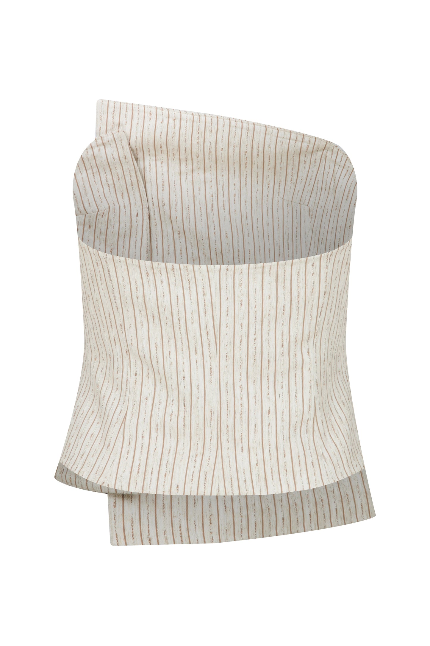 Odyle Striped Linen Bustier in Walnut