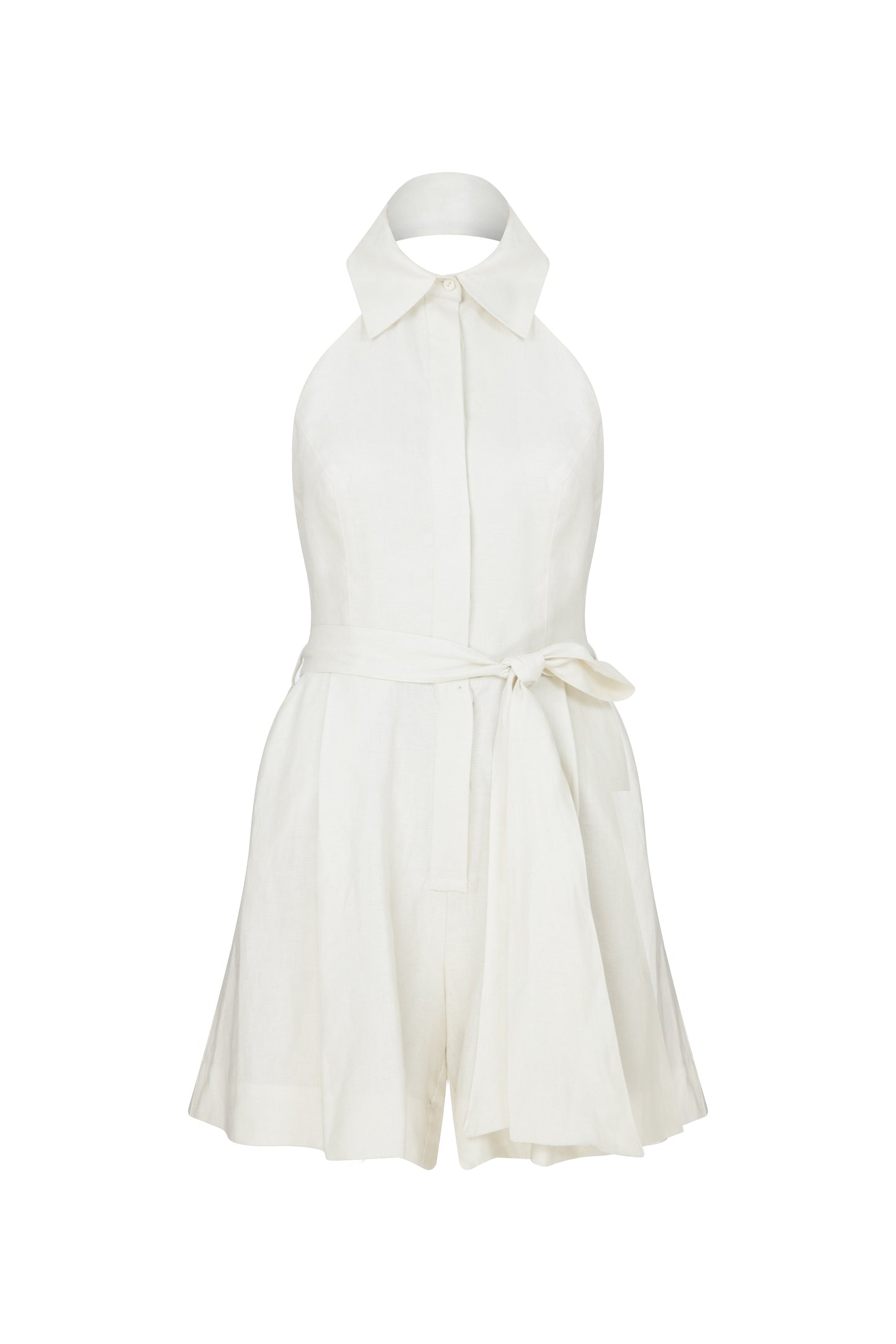 Mindy Linen Playsuit in White Sand