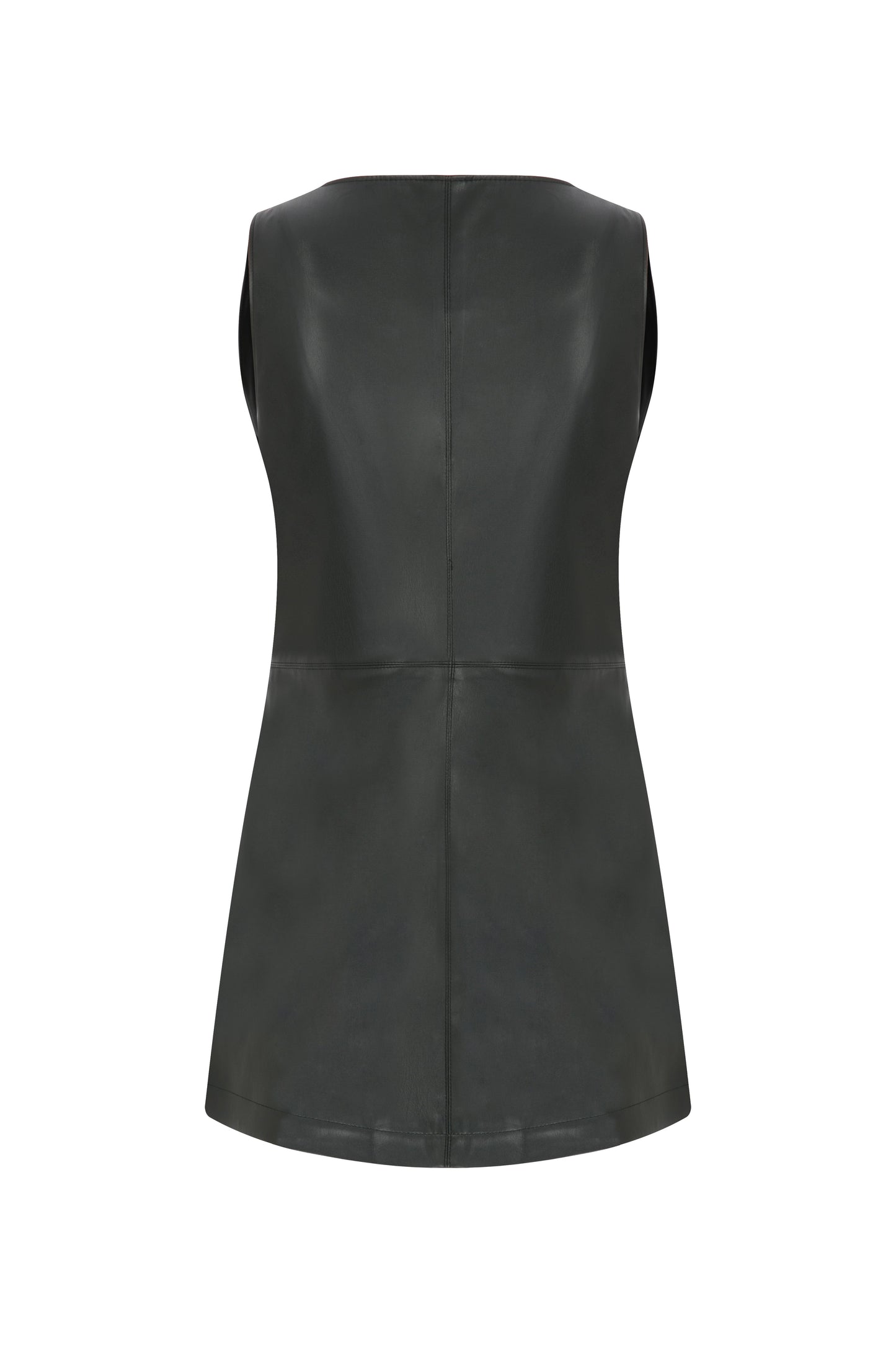 Odette Vegan Leather Mini Dress in Noire