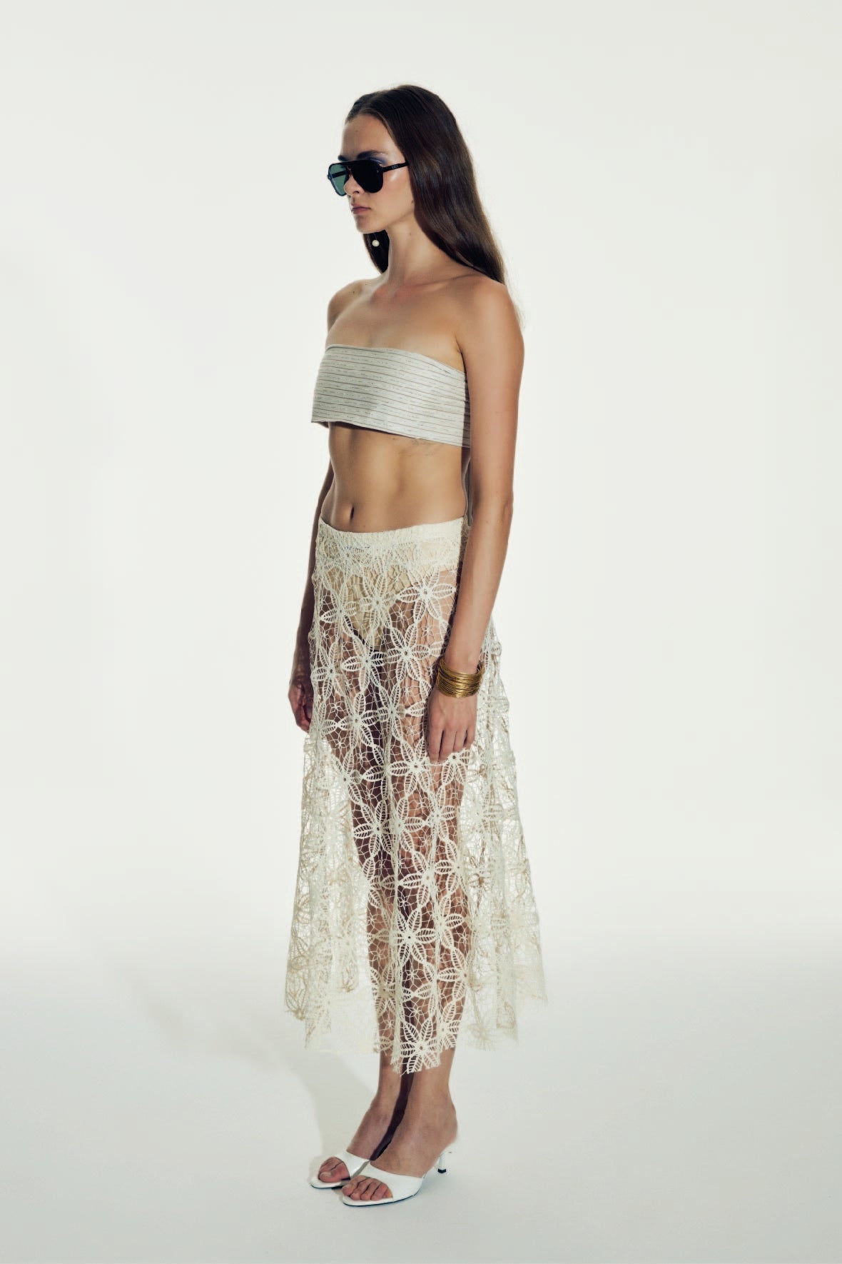 Clea Crochet Midi Skirt in Pear Sorbet