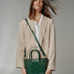 Crossbody leather bag in crocodile print - Forest Green Handbags Leandra 