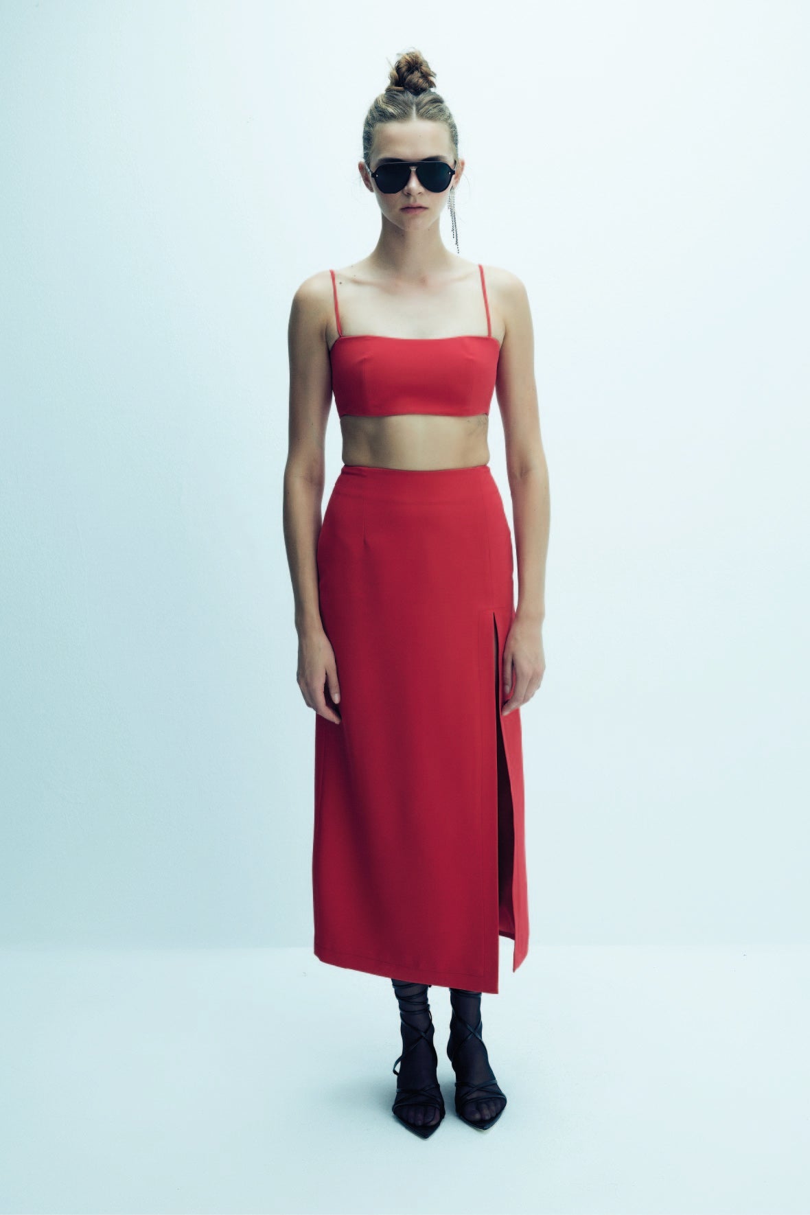 Lalia Crepe Top in Paprika Red