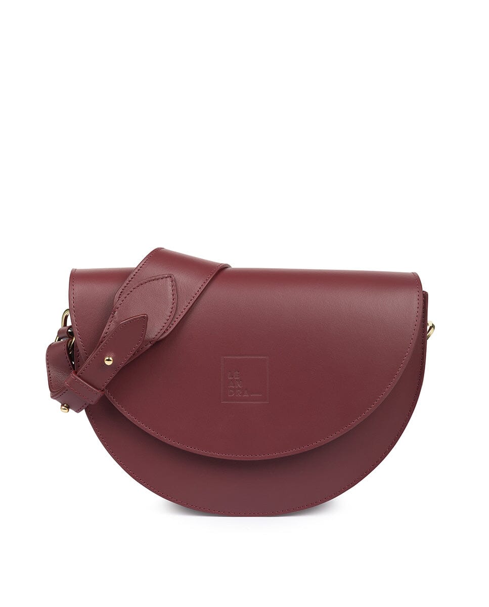 Leather Saddle bag - Burgundy Handbags Leandra 