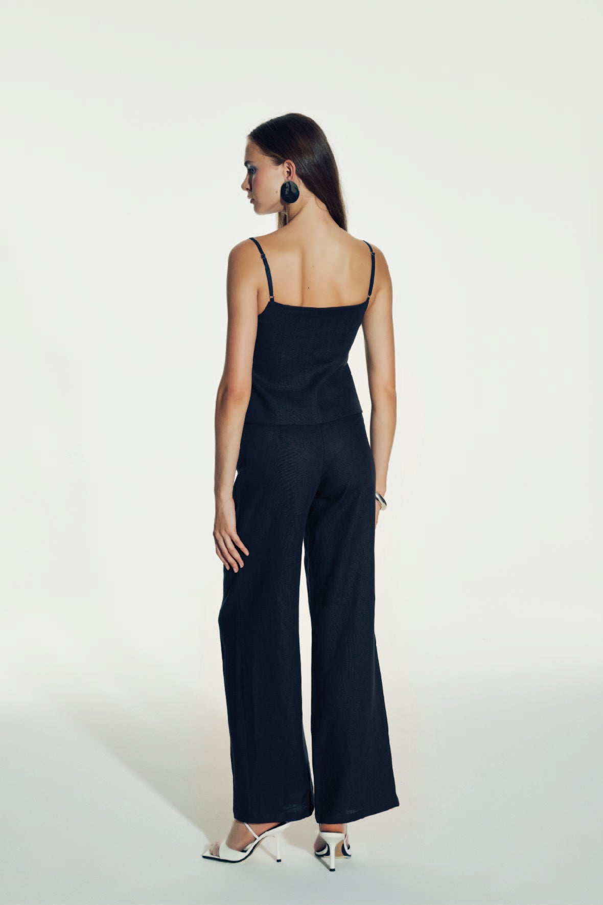 Millie Linen Trousers in Dark Navy