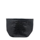 Mini Crocodile printed leather Clutch - Black Leather Leandra 