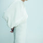 Emillien Asymmetric Satin Dress in White Swan